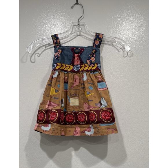 Matilda Jane Paint By Numbers Dress Girls Size 2 Bird Floral Print Teapot Artsy - Picture 1 of 8